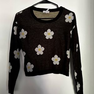 LA HEARTS Long Sleeve Black 90s Floral Print Pullover Sweater SIZE SMALL